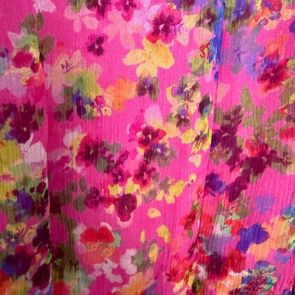 Saloni Silk Floral Pink Ruffle Midi Dress - Picture 10 of 11